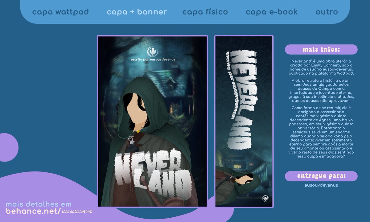 itscactusmoon's tweet photo. 🎨 | Entrega de encomenda! 

📘: NEVERLAND
✍: @/eusouvdevenus
✨: capa + banner (história) • vetorial simples

Obrigada pela confiança! Volte sempre 🪐💜 https://t.co/mds5t1oXIZ