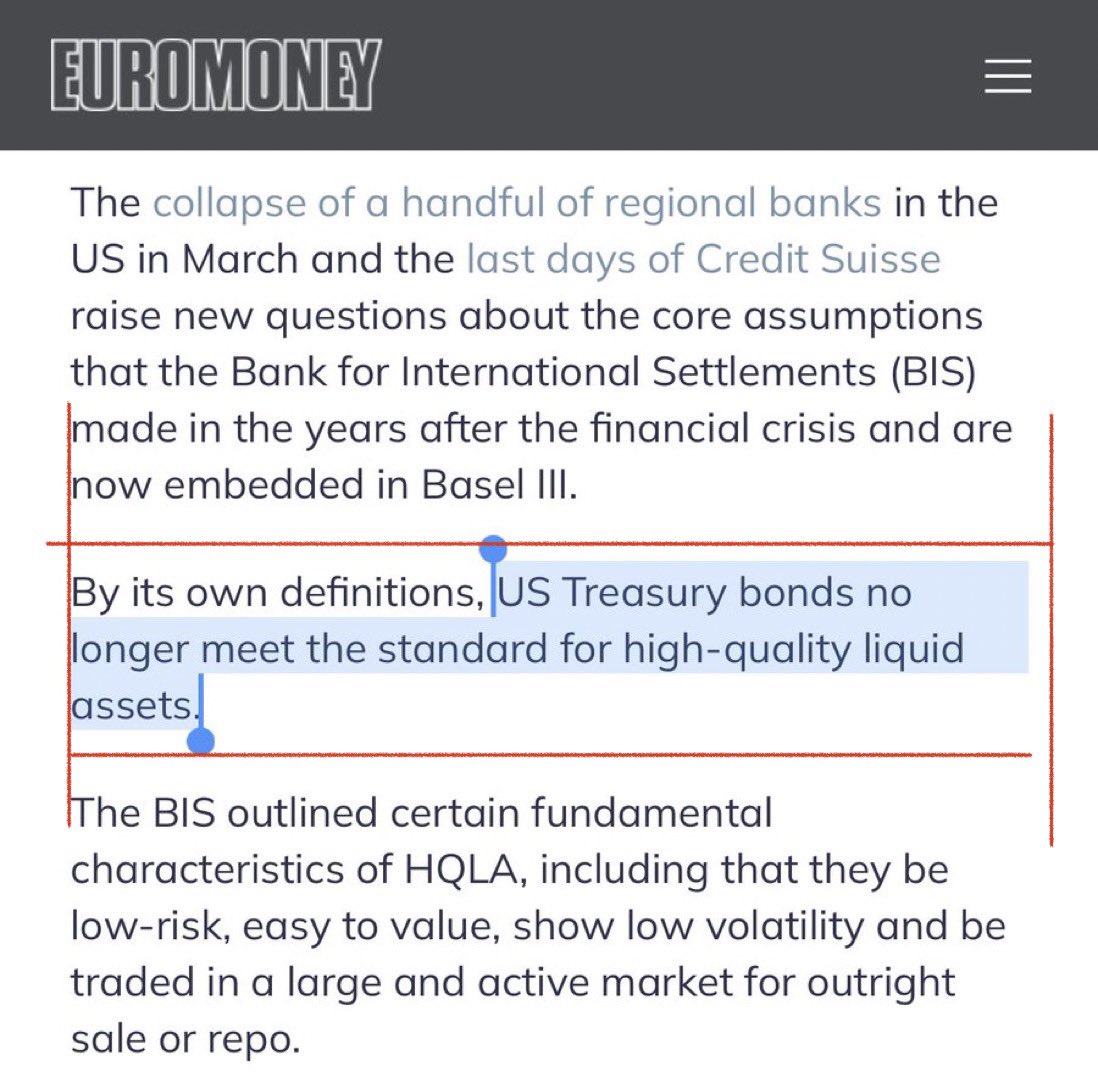 🇺🇸 US Treasury Bonds no longer meet the standards for high-quality liquid assets - EuroMoney