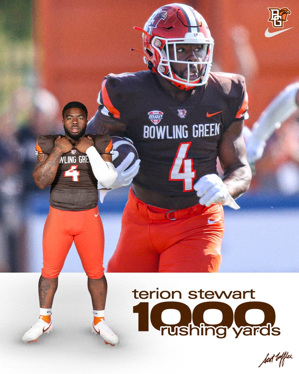 With 80 rushing yards in the first half, Terion Stewart has now eclipsed the 1,000 rushing yards mark for his BGSU career!

#AyZiggy