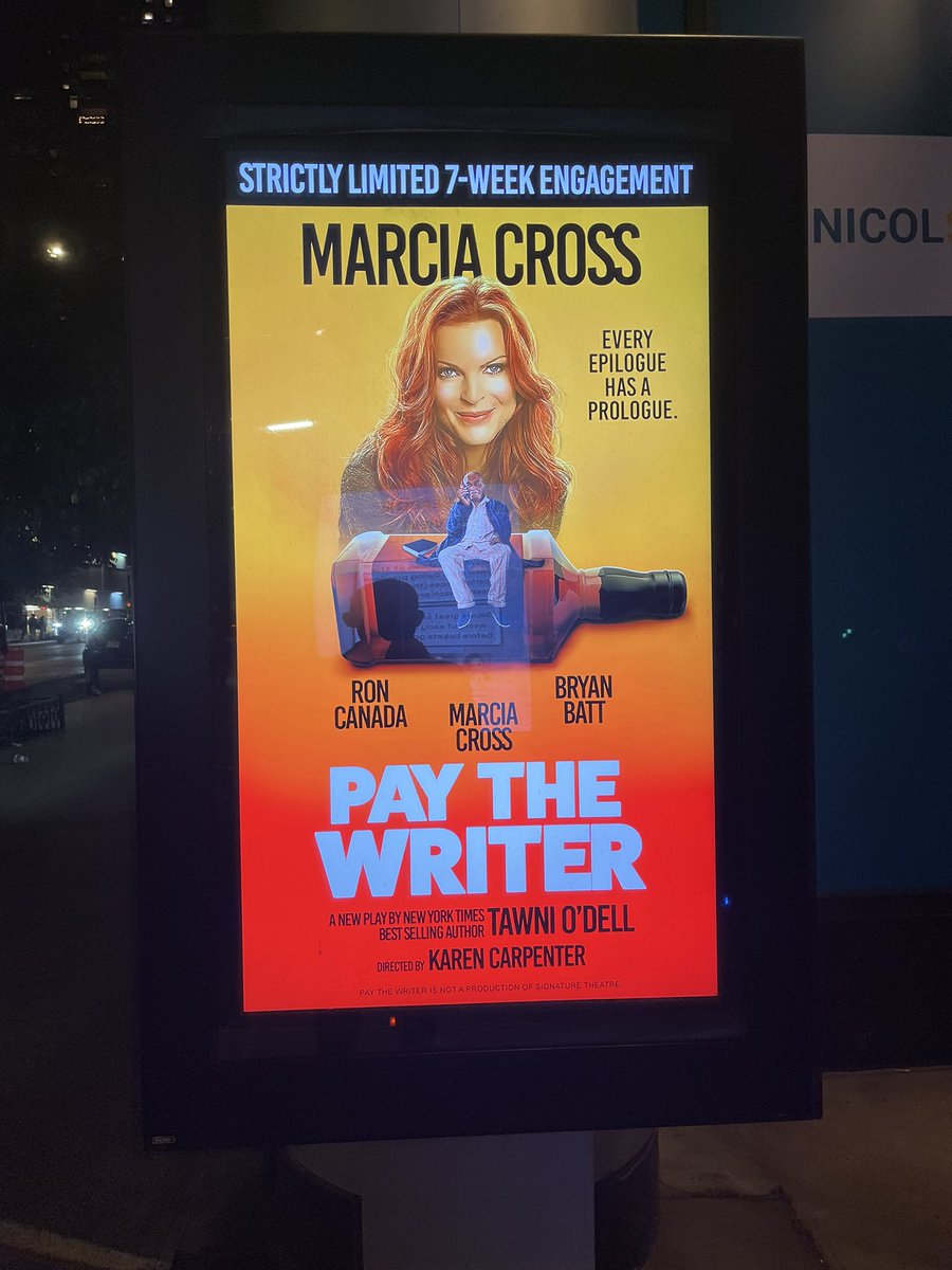 MufsinM's tweet photo. What a run for @PayWriterPlay! Congrats to @ReallyMarcia, #BryanBatt, and #RonCanada for such a highly entertaining play. I can relate to being a struggling writer, so this one really hit the chest. Bravo to this cast! #paythewriter #offbroadway #desperatehousewives #madmen https://t.co/xrtv8X8JSr