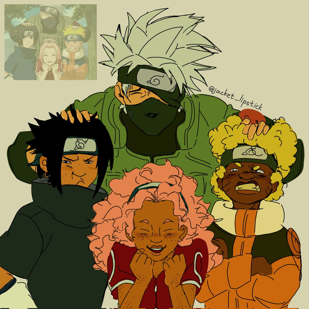 jacket_lipstick's tweet photo. im sh@d0wb@пп3d 👋
have a team 7 doodle redraw

#naruto #sakura #sasuke #kakashi https://t.co/bitjS8iFs8