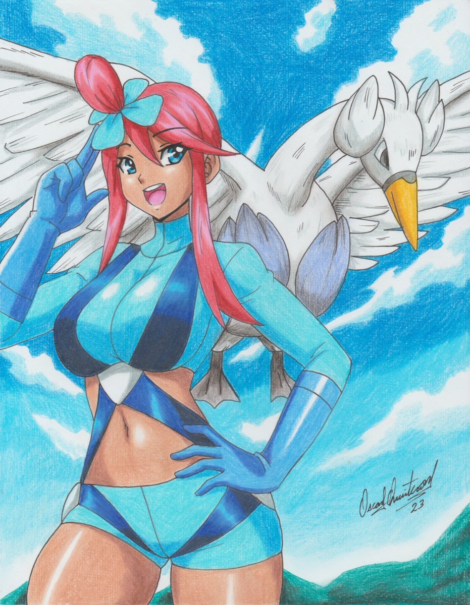 The Highflying Girl Skyla! 
大空のぶっとびガール　フウロ！
✈️

An art commission from the great @OscarQu29891920 Thank you so much for your hard work!!

#Pokemon #ポケモン #PokemonBW #ポケモンBW