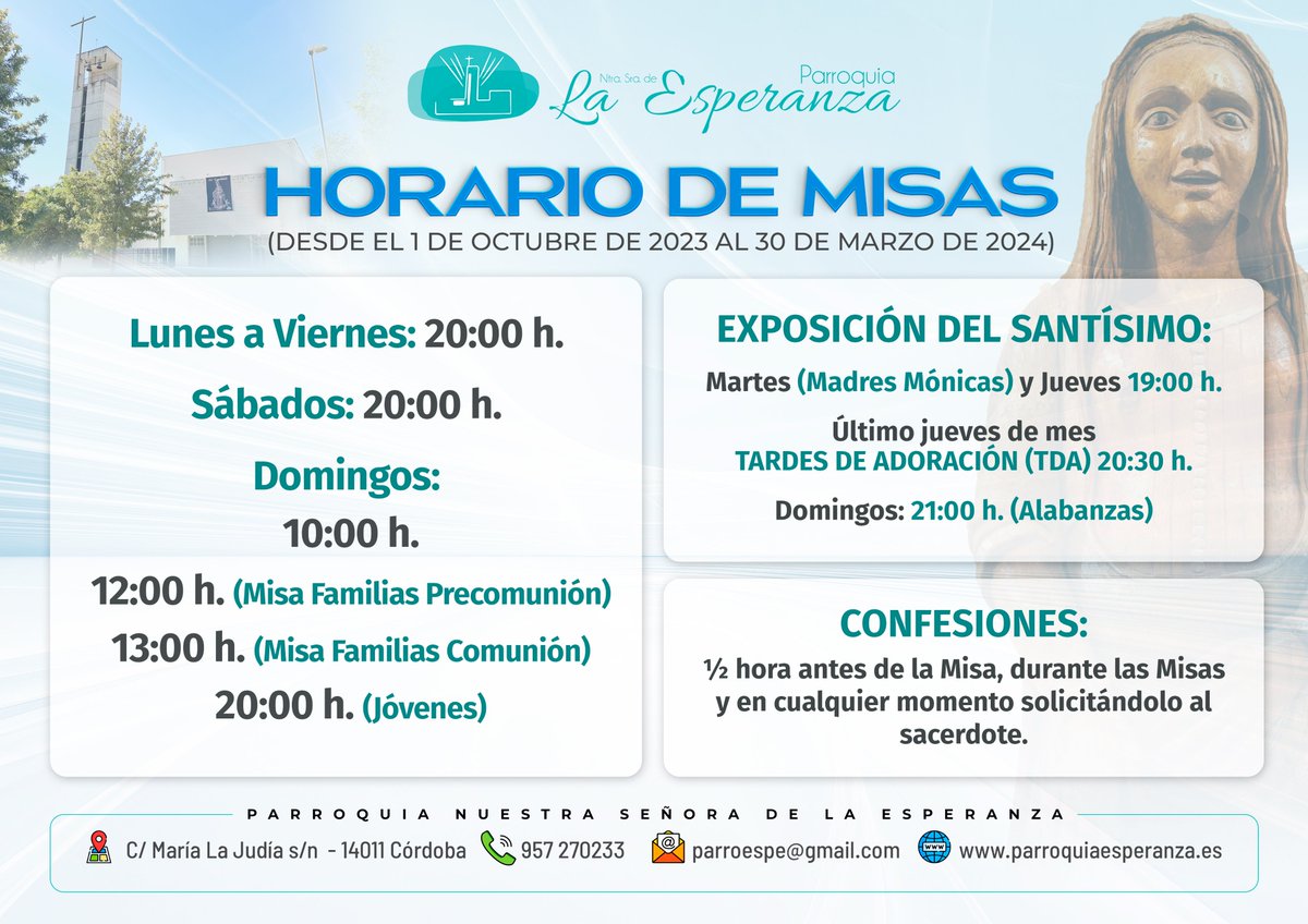 HORARIOS DE MISAS Parroquia Ntra. Sra. de la Esperanza - Córdoba