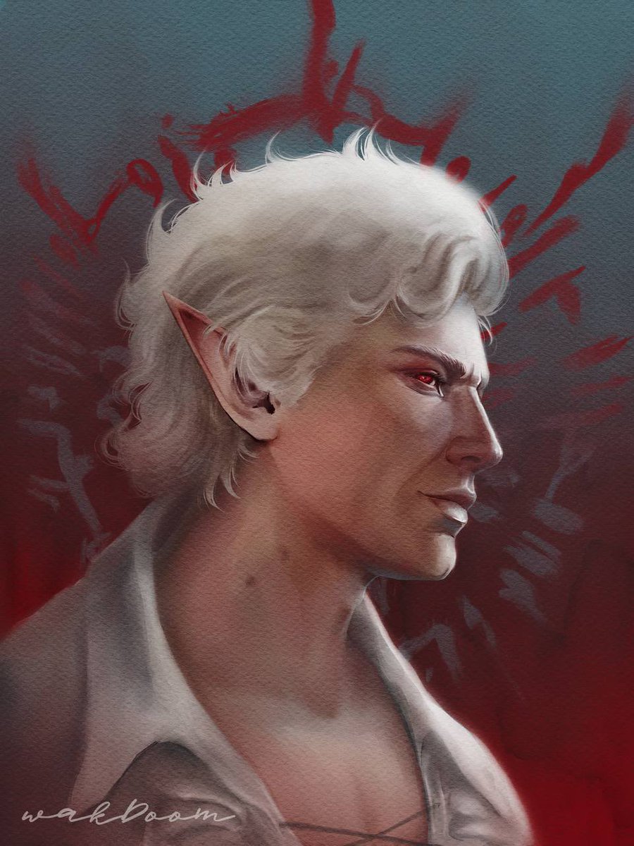 wakdoom's tweet photo. #BaldersGate3 gave me back the desire to play games and paint again 
yea, i’m in team #Astarion 🤌🏻

#astarionbaldursgate3 #Procreate #BaldursGate3Fanart https://t.co/uYxgILCoi5