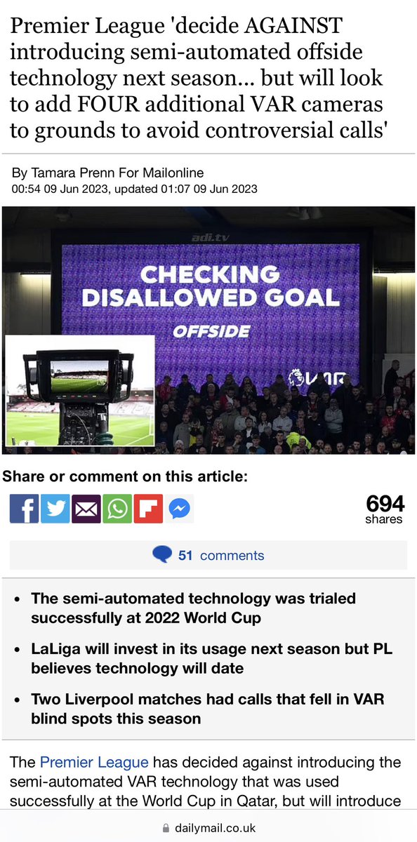 salman_otaiby's tweet photo. @Carra23 “ Chief executives across the organisation's clubs are said to believe that the technology may date too quickly for it to prove a difference-maker. ” https://t.co/us28JpEnUG