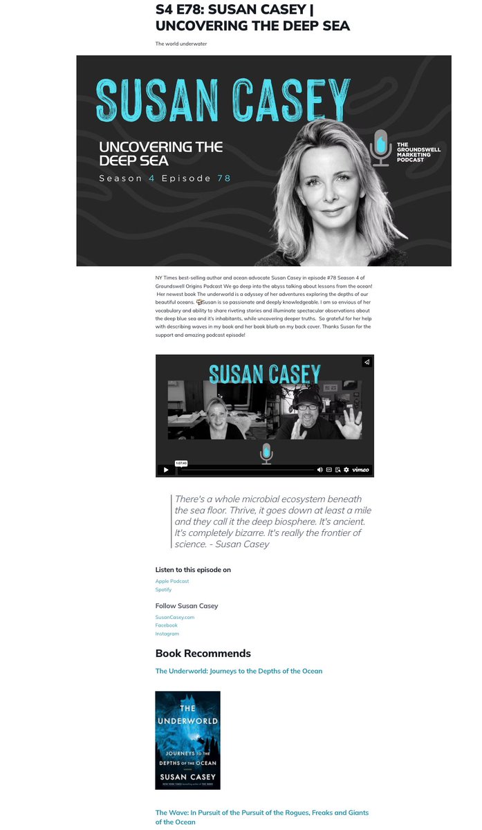 Groundswell_fm's tweet photo. Get the expanded Podcast Notes for Susan Casey on The Groundswell Podcast at: https://t.co/ZlYaziBZ5f   #deepsea #groundswellpodcast https://t.co/HA8XajloM2