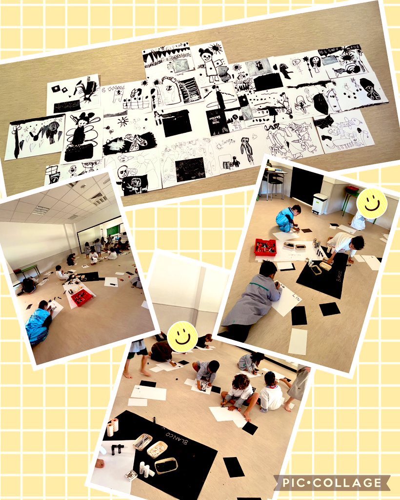 Esta semana hemos realizado un taller de experimentación libre con los colores blanco y negro. 
Imaginación al poder. 
Elefantes, sois unos artistas #arte #creatividad <a href="/HBSTORREJON/">Humanitas Torrejón</a>