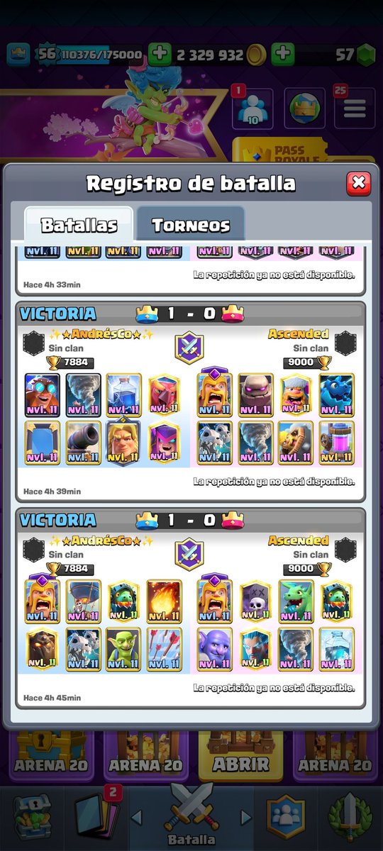 05Andresco's tweet photo. Contento con mi desempeño hasta cierto punto, pero un poco tilt porque sin querer, por estar verificando que no repetía nada, repetí el deck y  valió kk ese duels q había empezado bien, la próxima será mejor 🧑🏿‍🦲 https://t.co/VqDxkcU2Ua