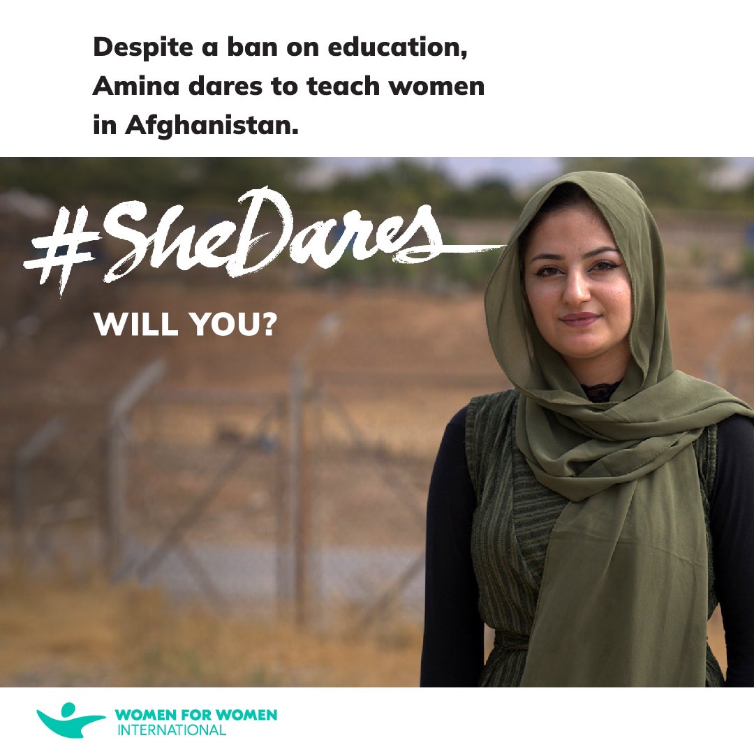 DAY: 741 🏫
DAY: 281 🎓 
🇦🇫
Amina, like millions of Afghan girls, is excluded from school, parks, work, and life. Yet, she is courageous. She dares to educates women in Afghanistan. She dares to stand up against the oppressors. We dare to  stand up for her.
 #SheDares…