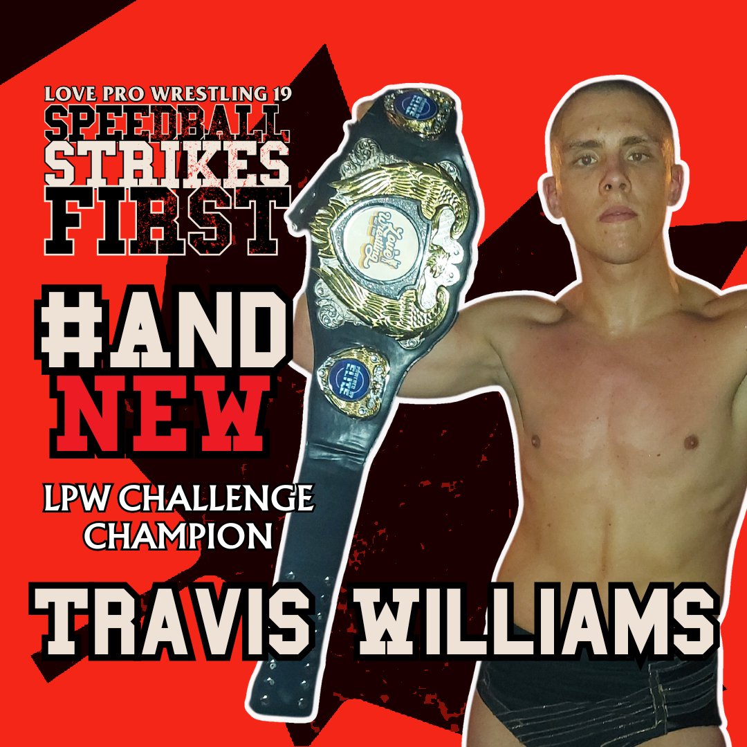 LoveWrestlingCA's tweet photo. History was made in more ways than one last night.
In ending @Sonofirish12's reign, @proTWilliams is your new LPW Challenge Champion!
Congratulations, champ!
#SpeedballStrikesFIRST https://t.co/E4uo7FDdgf