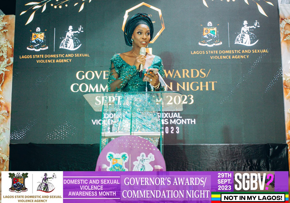 Lagosdsva's tweet photo. The Governor’s Commendation/Award Night, September 2023 🏆

.@followlasg has recognized individuals &amp; organisations that are committed to the fight against SGBV at the #LagosDSVA's Annual Commendation &amp; Awards Night.

#SGBVNotInMyLagos #DSVAMonth #LASG #AGreaterLagosRising https://t.co/vTo4xMpiS9