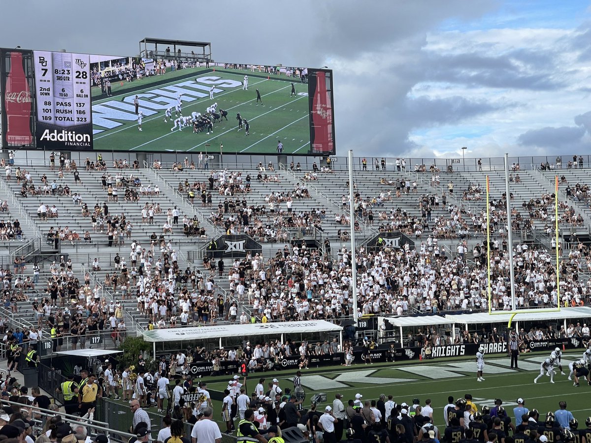 UCFInTheCFPYet's tweet photo. Our student section is broken. It’s like they could t wait to get out of here… https://t.co/E5QIqfL8rb