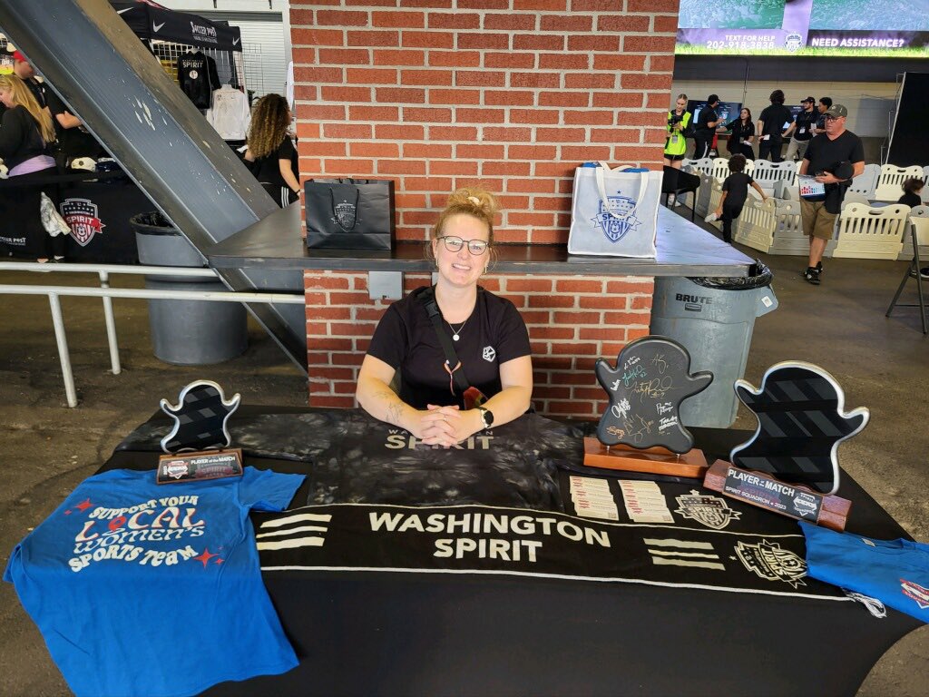SpiritSquadron's tweet photo. Still need to pick up your membership shirt, looking for a chant sheet, or want to check out the Player if the Match GiGi statues? Come find us at our table in Spiritville, right next to the merch tent! https://t.co/tbHRhK6MTe