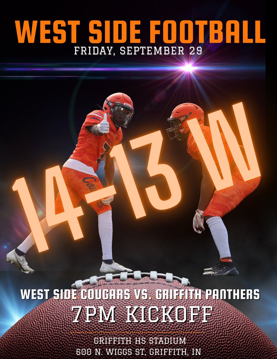 wscougarsfb's tweet photo. First Gary Public School to Beat Griffith since 1973 🐾 #PawsUP #TheGaryWay #TheNewGary https://t.co/Z6JINDOxzF