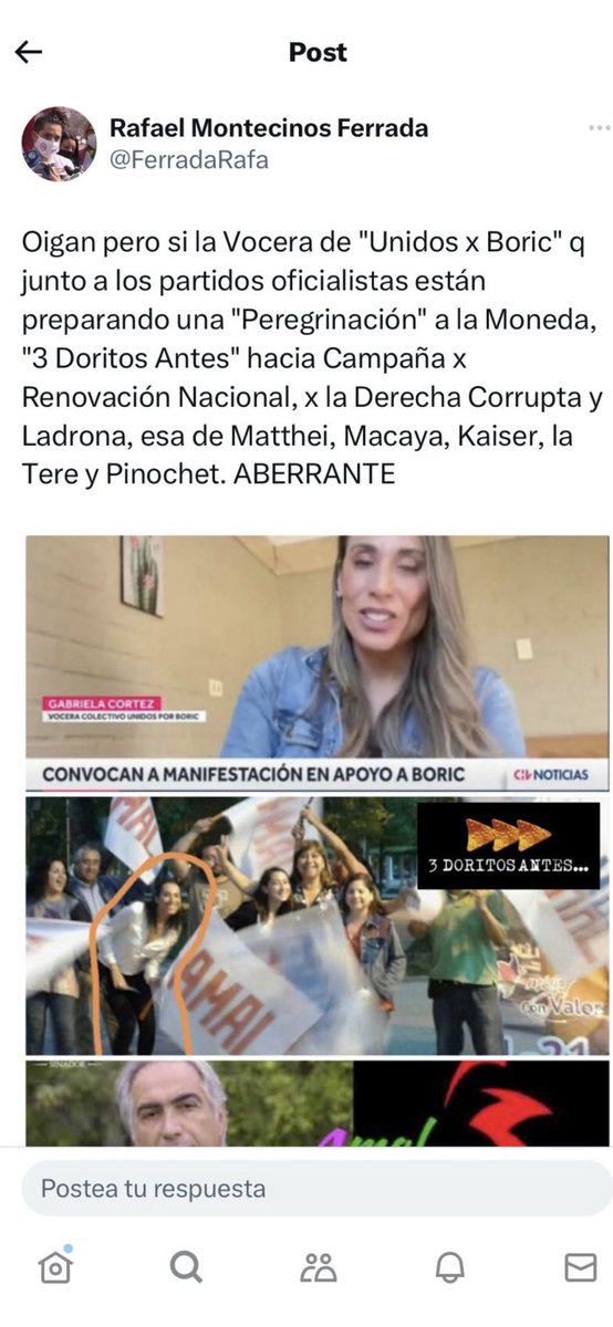 pamemartel's tweet photo. Siempre supe q eras CHANTA. Sobre todo xq vi videos antiguos d tus reiteradas campañas a concejala. Eres una mitómana sinvergüenza q va donde calienta el sol, trabajaste para RN facha encubierta @rovijomac  Ojo con ésta @GobiernodeChile que de #QuintralaColorada, no tiene nada! https://t.co/SnnlIaIdZR