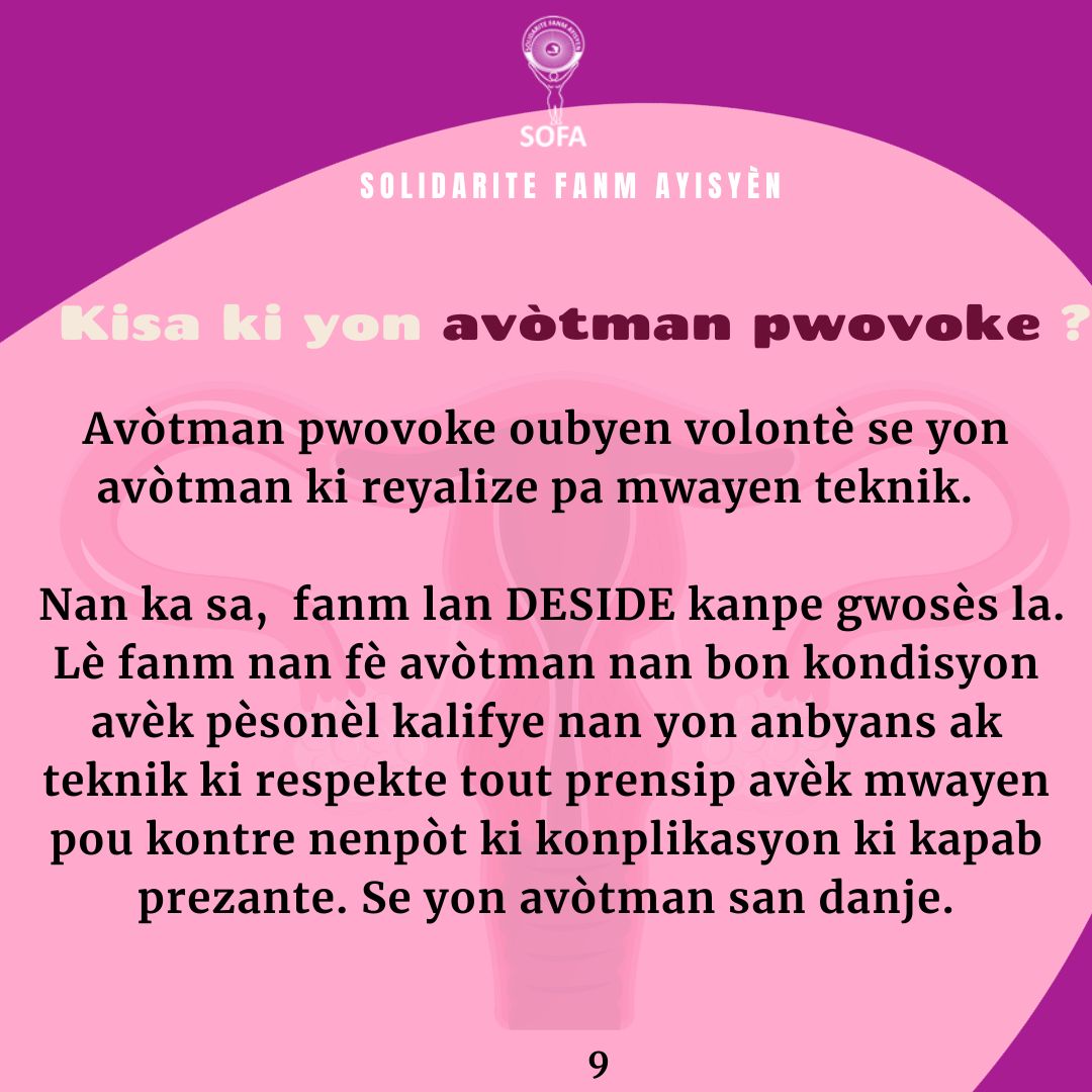 Nan moman espesyal kote avòtman ap pale pasi pala,  SOFA ap envite w klike pou w aprann plis sou sijè sa, kòmante pou w bay avi pa w epi pa bliye pataje enfòmasyon sa yo si w twouve yo itil pou plis moun ka konnen. 
#libètepouchwazi
#depenalizasyonavotman
#SOFA
