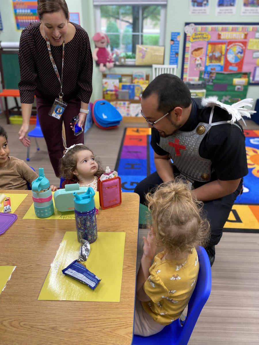 We prayed and played together in celebration of the feast day of our patron saint. Thank you, <a href="/FrJohnDeGuzman/">Fr. John De Guzman</a>, for teaching us about Saint Michael. St. Michael keep us safe day and night, give us courage, strength and might. Amen #stmichaelpreschool