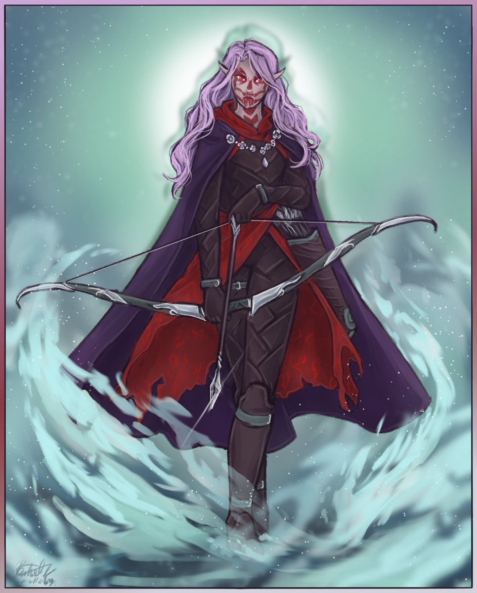 captrosko's tweet photo. @heresy_darling Here's my Xhovilin,  a phantom rogue/ undead warlock elf.  
1st piece by @Lullabydragon1 
3rd by @GAOZart 
Character ref and 4th image by me. https://t.co/qb4q3rcya5