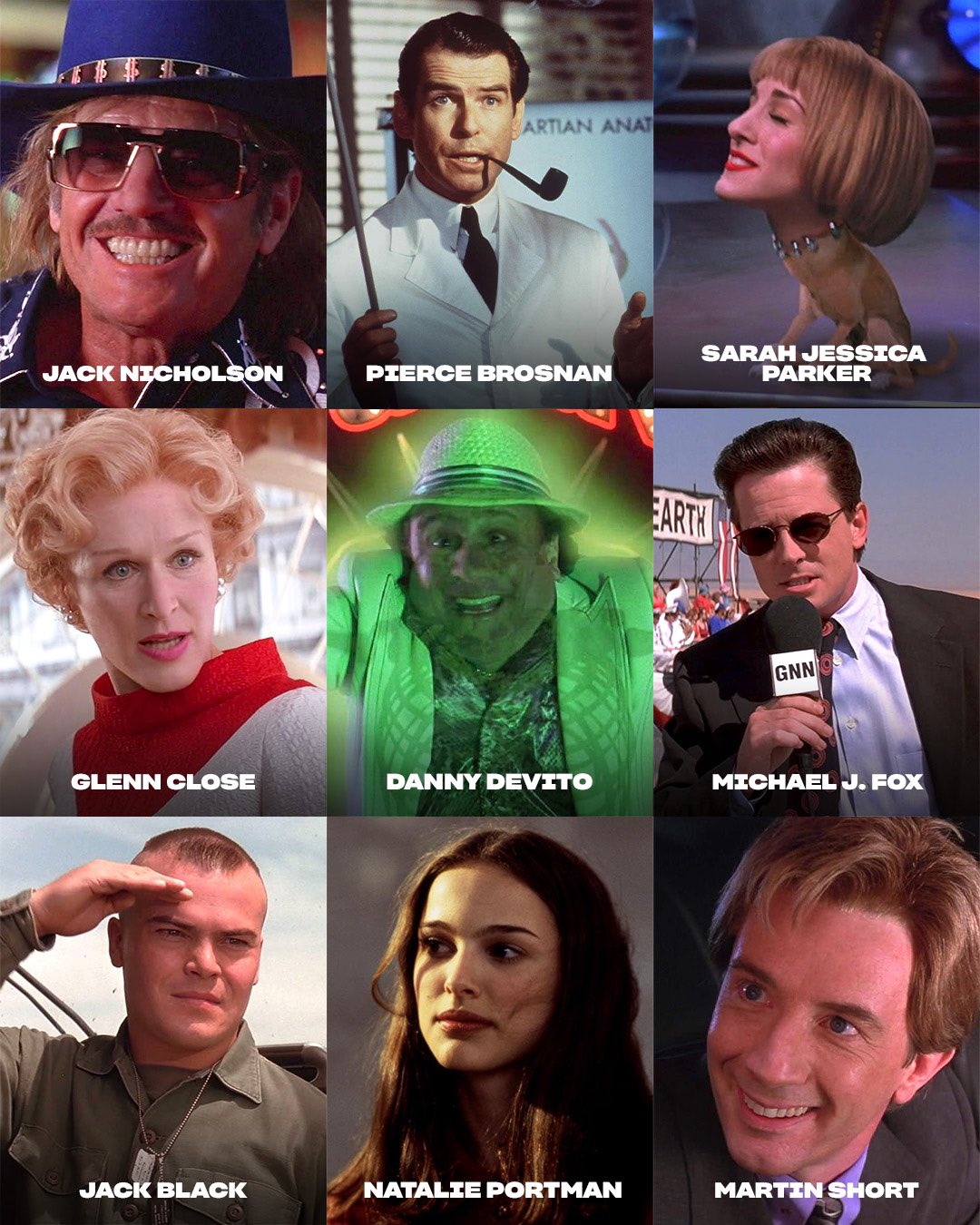 Mars Attacks Cast List Mars Attacks! (1996) “Cast” Credits