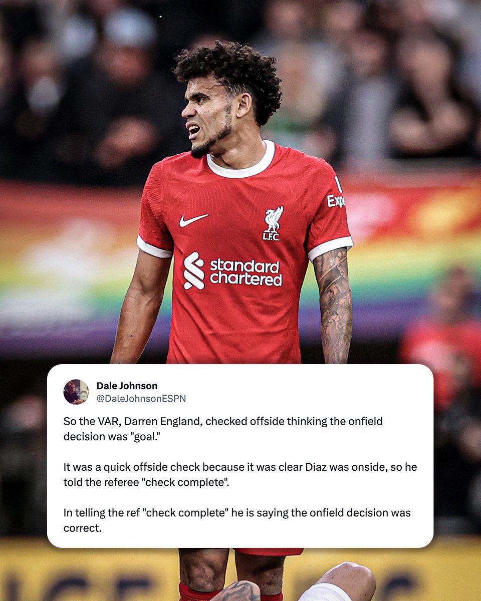 ESPNFC's tweet photo. Luis Diaz's goal was disallowed because VAR thought it had initially counted.

(via @DaleJohnsonESPN) https://t.co/bWgsVzVncD