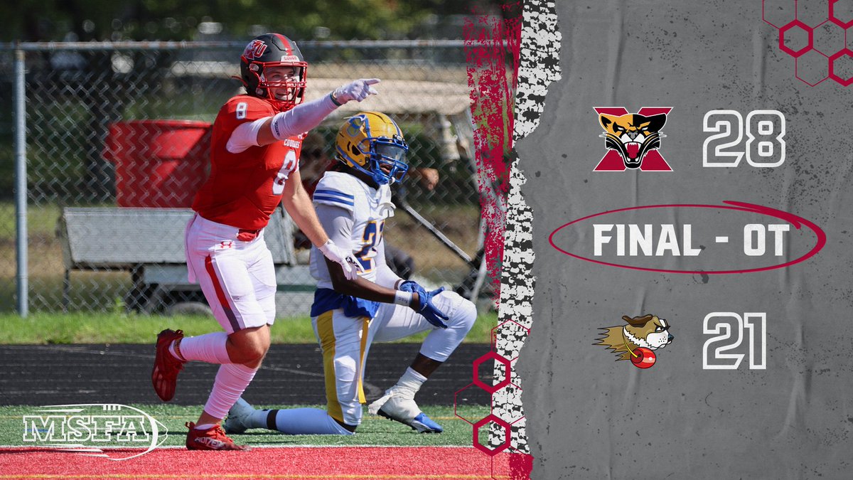 🚨 COUGARS WIN!!! 🚨 No. 16 <a href="/SXUFootball/">SXU Football</a> upsets No. 13 St. Francis (Ill.), 28-21 in OT! Stuart Ross connected w/ Brandt Hixson for a 25-yd TD in the extra frame and Antonio Orozco came away w/ an INT to seal the victory! #GoCougs🐾🏈 #WeAreSXU