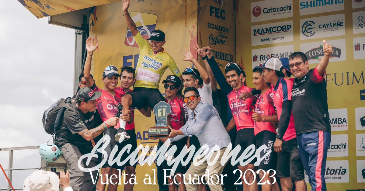 Bicampeones!!  vuelta al Ecuador 2023, revalidamos lo obtenido en  2022 🏆🏆 gracias a todos quienes apoyan este titánico proyecto esto es para ustedes 
🟡líder general Robinson Chalapud
⚪️líder de jóvenes Nixon Rosero 
🥈Lugar general Jorge Montenegro 
🏆 #1 Equipos