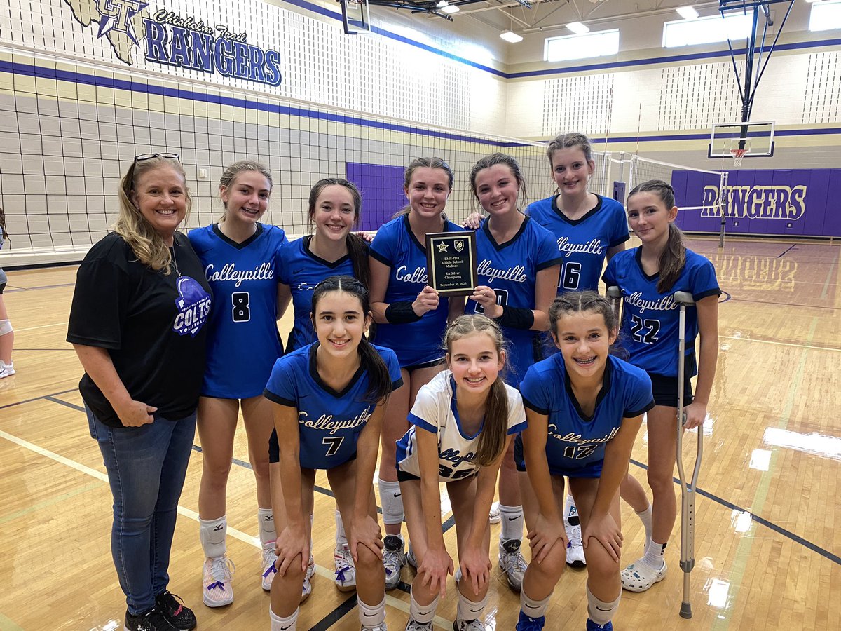 Way to go 8th <a href="/LyColtAthletics/">Lady Colt Athletics</a> for bringing home 1st place in the silver bracket at this year’s Middle School Madness tournament! <a href="/CmsColts/">Colleyville Middle School</a> <a href="/gcisdHaley/">Coach Haley</a> <a href="/GCISD_Athletics/">GCISD Athletics Dept.</a>