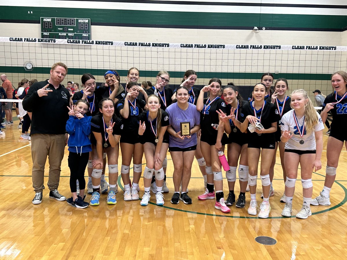 CoachDavies14's tweet photo. JV got second place in the CCISD Tourney today! These girls have progressed so much lately! I couldnโt be more proud of their hard work, dedication and support for each other. I love these little warriors! @CSHSVolleyball #diamondinspired https://t.co/gJHksAj1ft