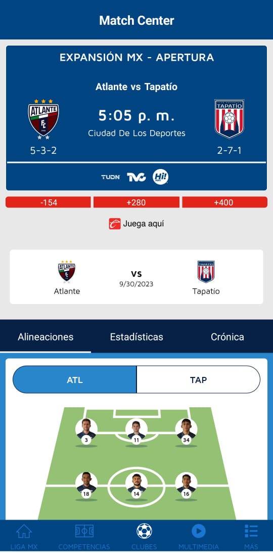 LigaMXExpansion's tweet photo. ¡Está por comenzar la reedición del #CampeonDeCampeones de la Temporada 22-23! 🔥🤩

@Atlante vs @TapatioCD 

Sigue todas las acciones en vivo en la #APPLigaMX 🔗 https://t.co/jRVYOeJoTH https://t.co/z0cXoR9HI5