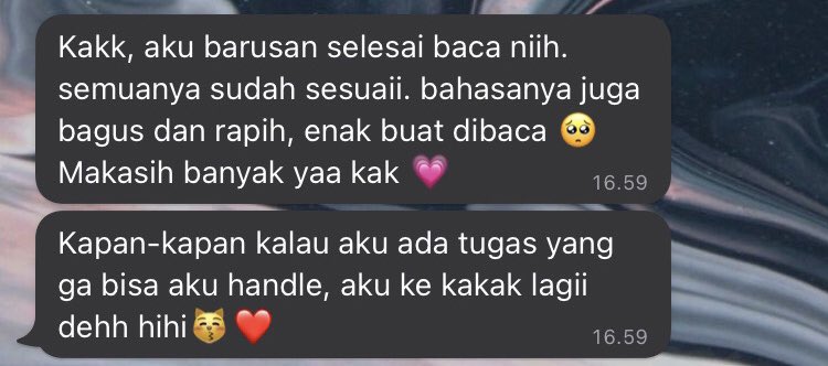 tranzIete's tweet photo. @218loversclub bisa bangetttt! aku dulu jd asdos untuk matkul kewarganegaraan nihh! untuk fee start 18k/hal yaaa. silahkan cek testi untuk kepuasan pelanggan. 
yu chat https://t.co/l8ew59jlDY 💗✨ https://t.co/B4o7F5n58T
