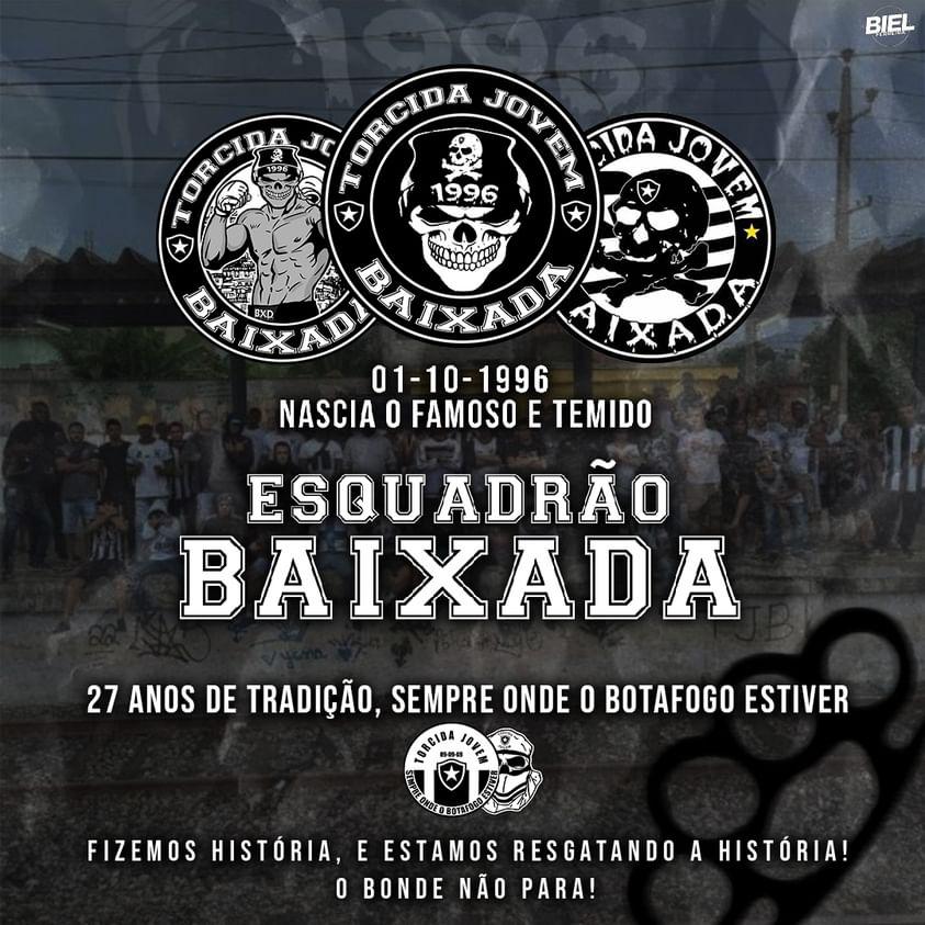 EsquadraoBxd's tweet photo. Hoje completamos 27 anos de tradição e histórias, sempre defendendo a bandeira da @JovemdoBotafogo. https://t.co/cQbbEWmQYW
