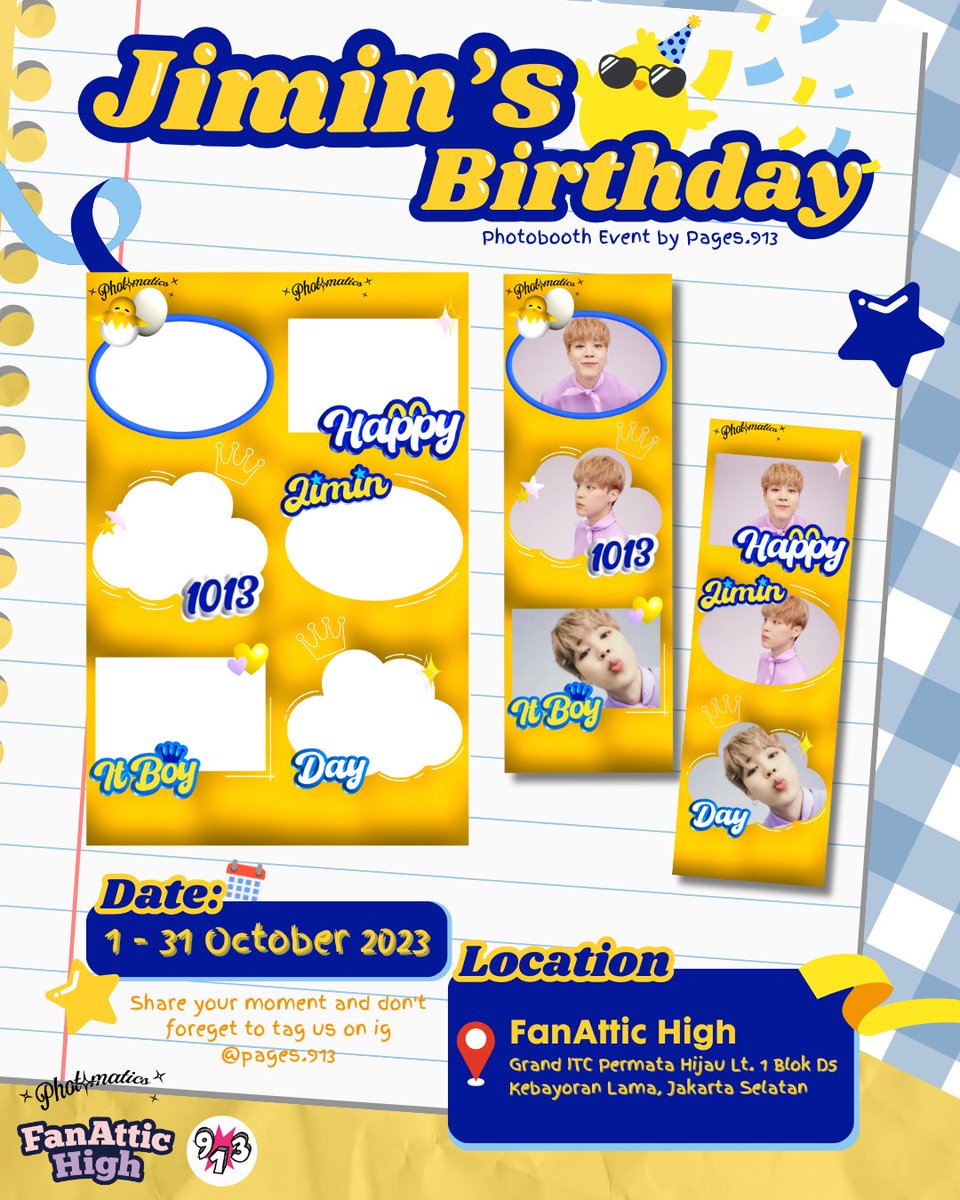 pages913's tweet photo. [ reshare &amp; likes are very appreciated💓 ] 

•᷄ɞ•᷅)⁠—⁠☆ it's Jimin Birthday

 ! Jimin Birthday Photoframe Event by @pages.913

📍 Pallete ID BSD, Pallete ID JKT, FanAttic High
🗓️ 1 Okt - 30 Okt 2023

Kindly tag @pages.913, if you use our frame💗__💗

#jiminBirthday #jimin https://t.co/9UvLVg27aG