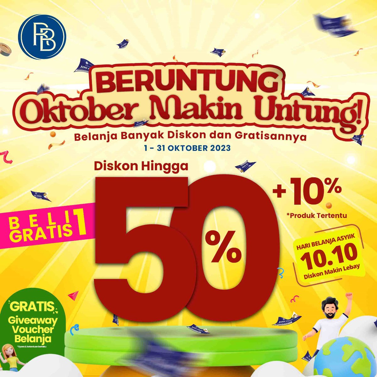 Ria_Busana's tweet image. #BERUNTUNG!!! Makin untung di bulan #Oktober hanya di #RiaBusana &amp;amp; #VictoriaBusana 📢

Kamu bisa belanja makin untung karena ada diskon hingga 50% + 10%, BELI 1 GRATIS 1, #GRATIS GIVEAWAY VOUCHER #BELANJA saat Hari Belanja Asyiik 10.10!😍
 
#KeceGakPerluMahal
#BeruntungRiaBusana