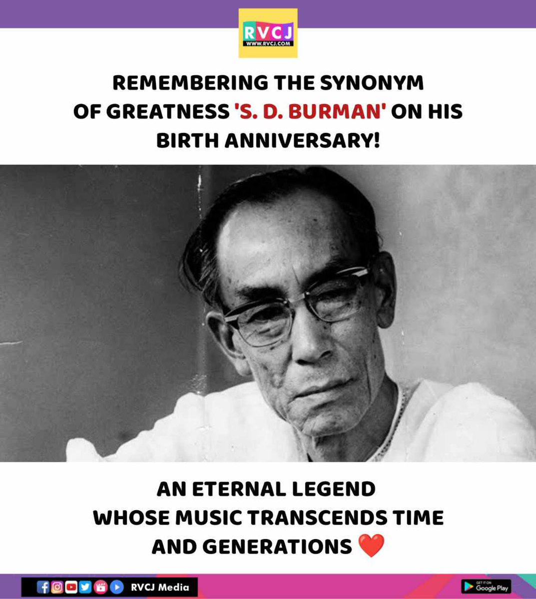 Remembering S. D. Burman on his birth anniversary!

#sdburman #birthanniversary #rvcjinsta #rvcjmovies
