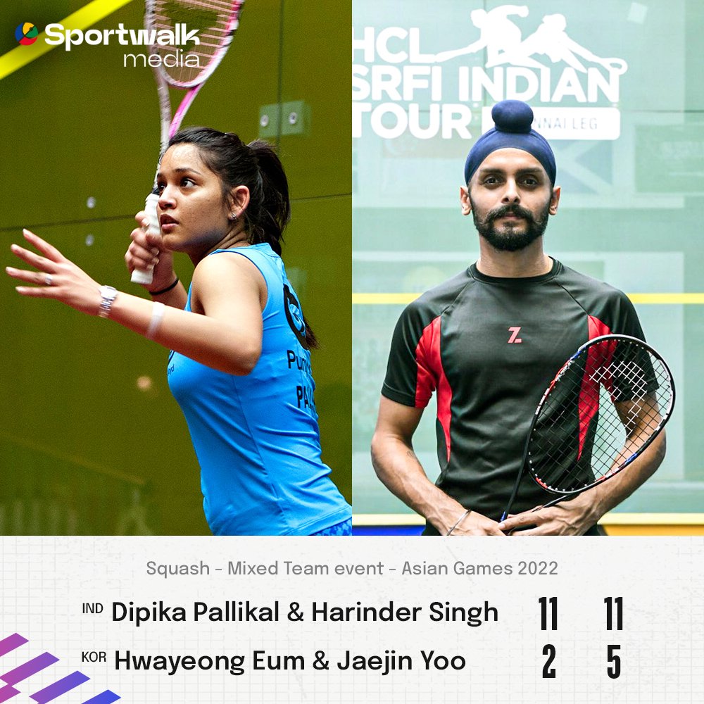 Sportwalk Media on X: 🇮🇳 WINNING START! The pair of Dipika Pallikal &  Harinder Singh started their campaign in the Mixed Doubles event with a  thumping win over the 🇰🇷 pair of