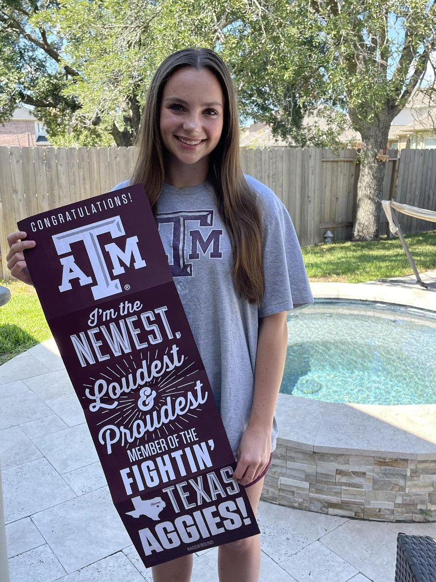 Bailey1Jeffrey's tweet photo. It’s official! Tristyn will be in College Station next year!!! So excited for &amp; proud of her!!! https://t.co/80soniml0G