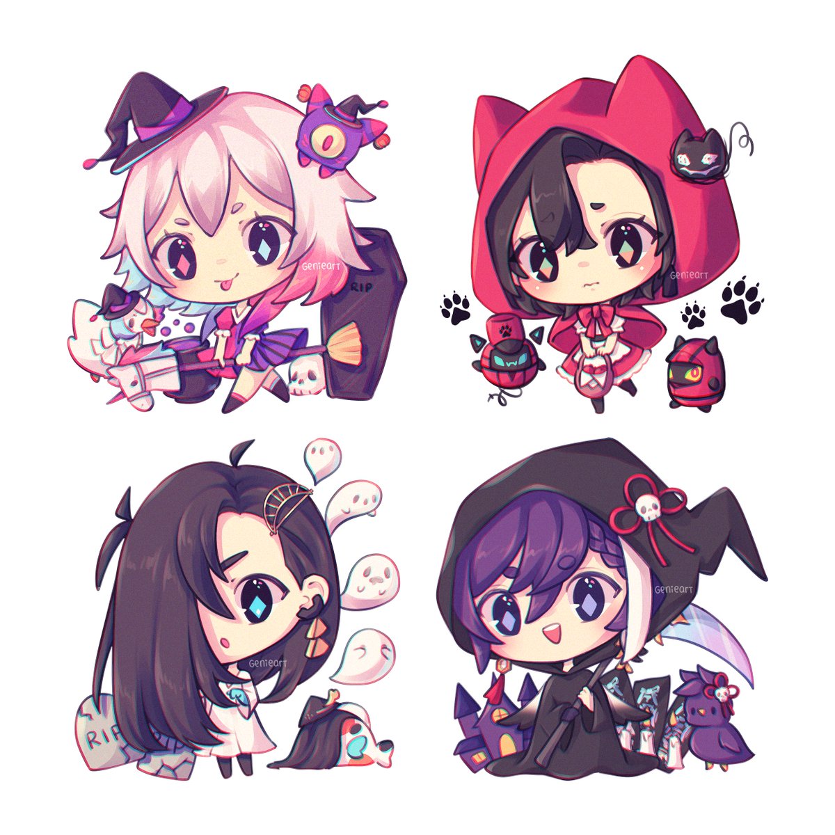 genieart_'s tweet image. Spoopy time 🎃🧙‍♀️🐴🧹🪿🐺🪫🍎🪦👻🔪🕯️💀
#bettelful #flayonscrayons #josuijiart #pihakkasso