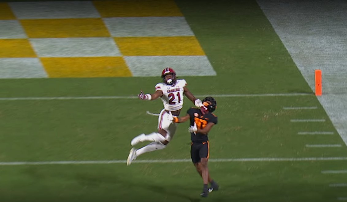 Squirrel White caught this (no flag thrown)