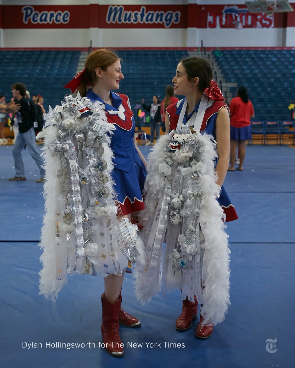 Mums have become as much a part of homecoming celebrations as the football games. In Texas, the elaborate adornments — which are typically worn in a tradition that goes back more than a century —  have evolved into a statement-making ritual. nyti.ms/46AGCiZ
