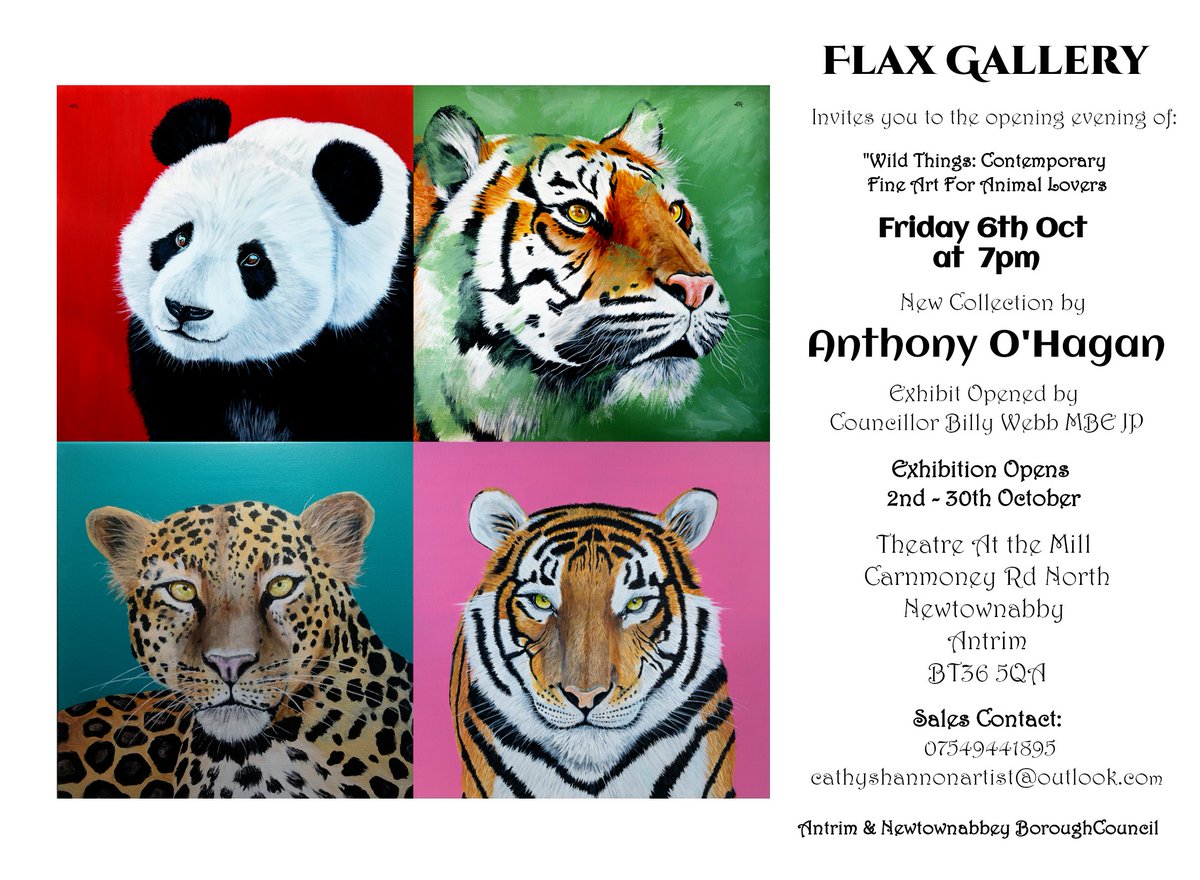 CathyShannon6's tweet photo. New collection of paintings by Northern Ireland artist Anthony O'Hagan, known for his "quirky sheep" series, exhibition in Flax Gallery, Newtownabbey - opening night Fri 6th October #art #NorthernIreland #wildlifepaintings #Ireland https://t.co/7lCTa4cFA7