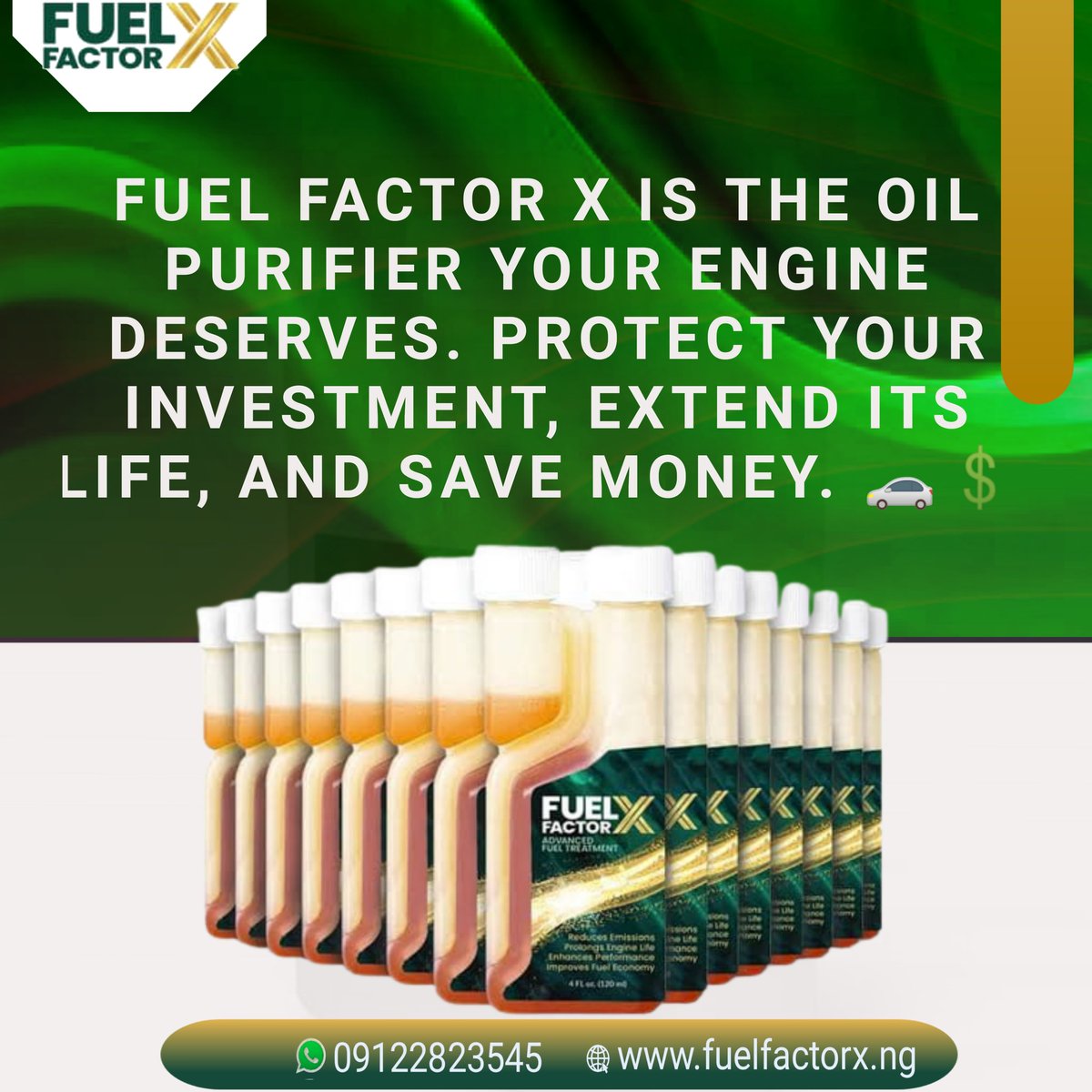 Fuel Factor X is the oil purifier your engine deserves. Protect your investment, extend its life, and save money. 🚗💲 #EngineProtection