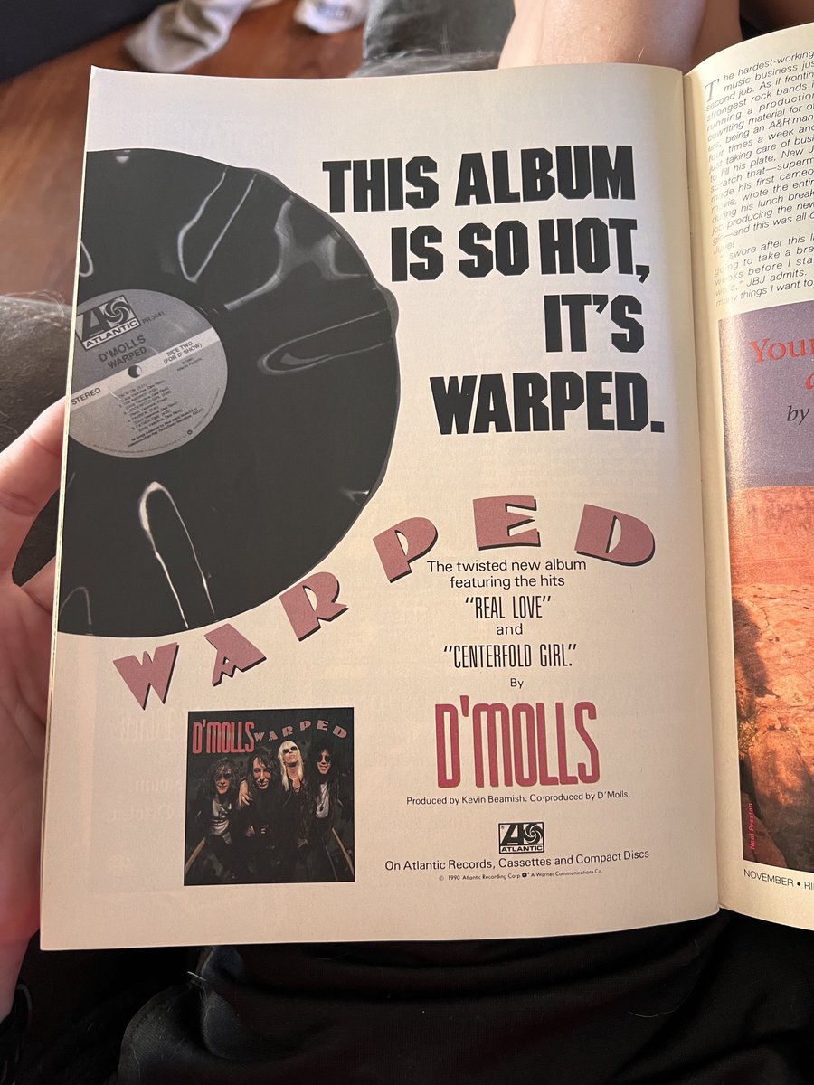 HairMetalGuru's tweet photo. Ads from a couple of underrated #hairmetal bands: "Nothing Sacred" from #BabylonAD and "Warped" from #Dmolls. https://t.co/15FTPyxBOZ