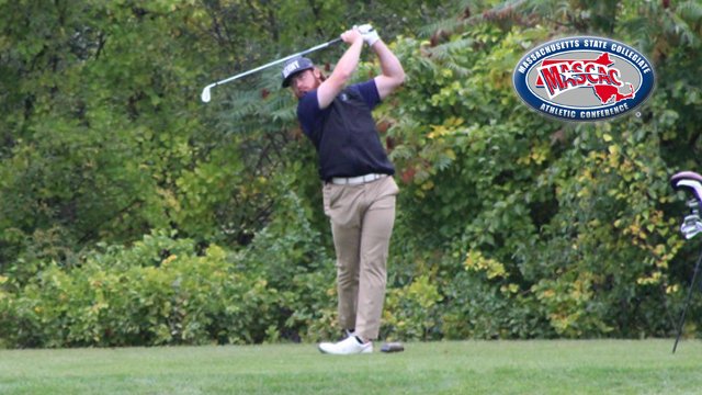 mascacsports's tweet photo. After the first round of competition finished on Saturday afternoon, the @SC_Pride and @MCLAAthletics Mat Gover are the team and individual leaders at the 2023 #MASCAC Men's Golf Tournament at the Meadow in Peabody, Mass. https://t.co/SdkkkFDWZK #D3golf #MASCACChamps https://t.co/mpH4PGozuT