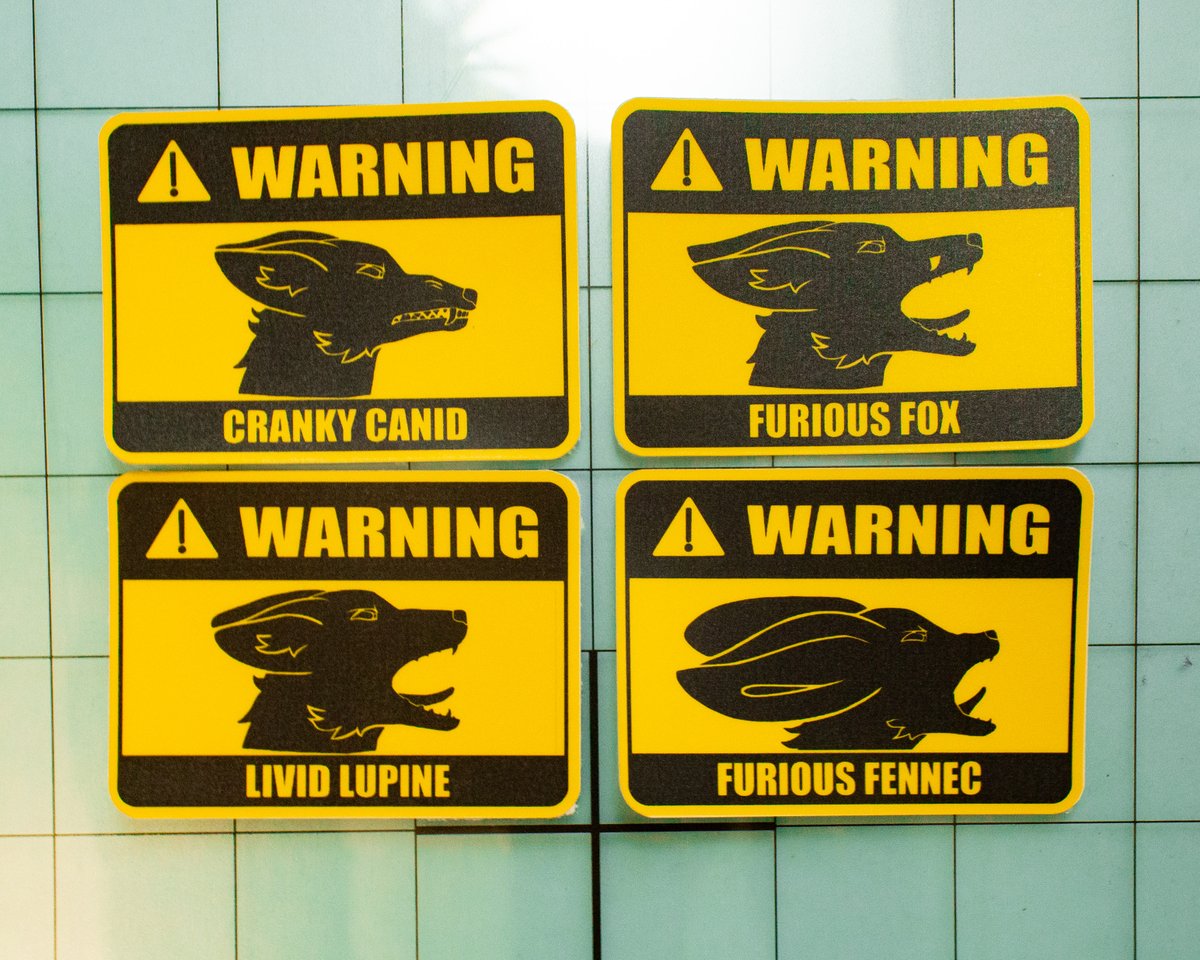 Fruv_'s tweet photo. New Warning sticker stickers now available, this time for the Canids out there!

Custom text, and alterations to existing stickers, can be ordered for an additional fee, dependant on changes. Send me a message if you're interested in that.

⬇️Link to purchase below and in bio⬇️ https://t.co/yUUaSrOuSn