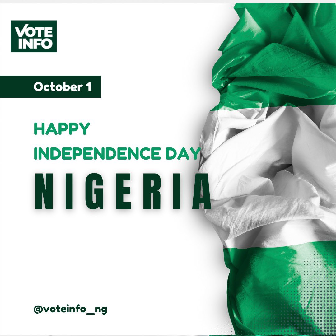 VoteInfo_Ng's tweet photo. 🇳🇬 Happy Independence Day, Nigeria! 

VoteInfo is committed to ensuring active participation in electoral activities across Africa. We bridge the gap through technology, promoting democracy for a brighter future. 🗳️ 

#IndependenceDay #NigeriaAt63 #HappyIndependentdayNigeria #UN https://t.co/T10CTU9Q7O