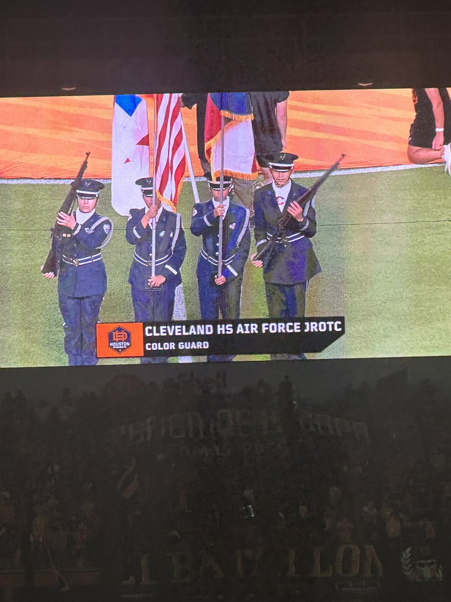 Getting ready for the soccer game and hear the announcer “presenting tonight’s colors, Cleveland High School JROTC…”. #ClevelandISD
