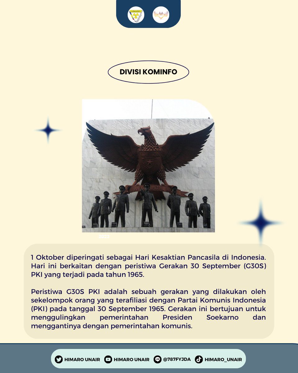 [HARI KESAKTIAN PANCASILA] 

Pancasila merupakan landasan negara Indonesia. bersatu kita teguh, bercerai kita runtuh. Mari bangun semangat persatuan untuk Indonesia tercinta🇮🇩

Pancasila menuju Indonesia maju!!

#HIMARO2023
#KabinetRaksadharma 
#UniversitasAirlangga