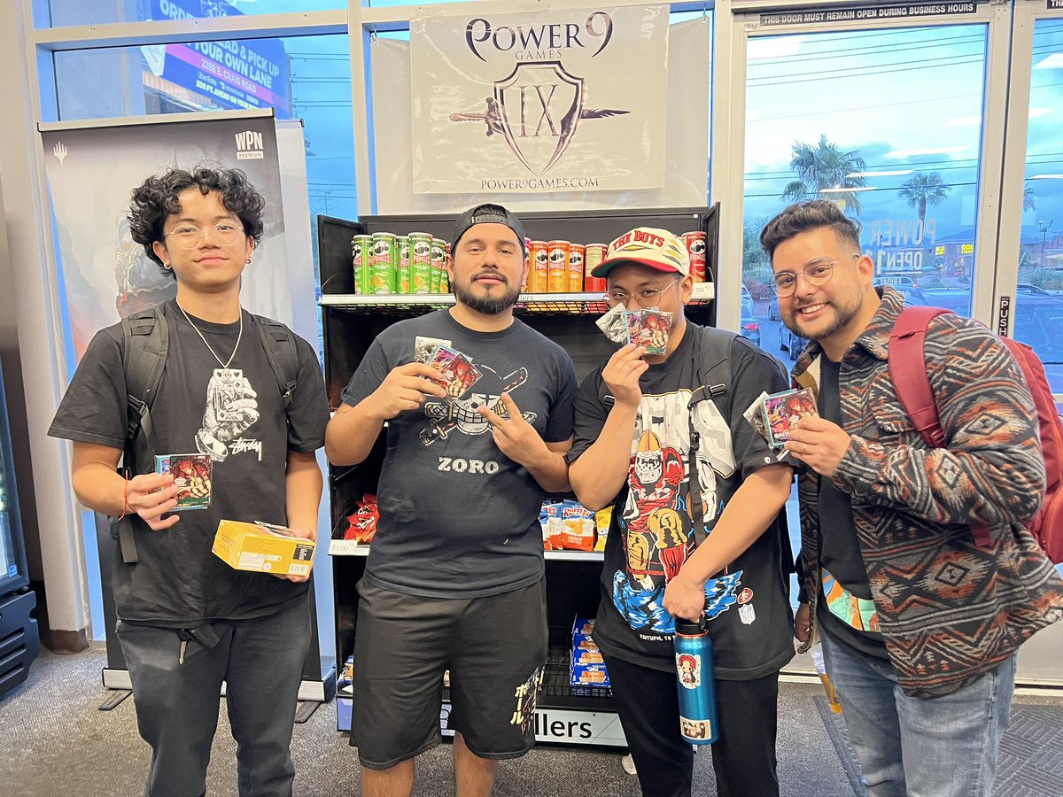 LVOPLeague's tweet photo. Congratulations to the Top 4 for the Power 9 Store Championship Saturday!
1st - Josh - WB
2nd - Luis - Law
3rd - Jake - Katakuri
4th - Brandon - G/P Doffy
#LVOPL #onepiece #onepiececardgame https://t.co/0FCigVbYqd