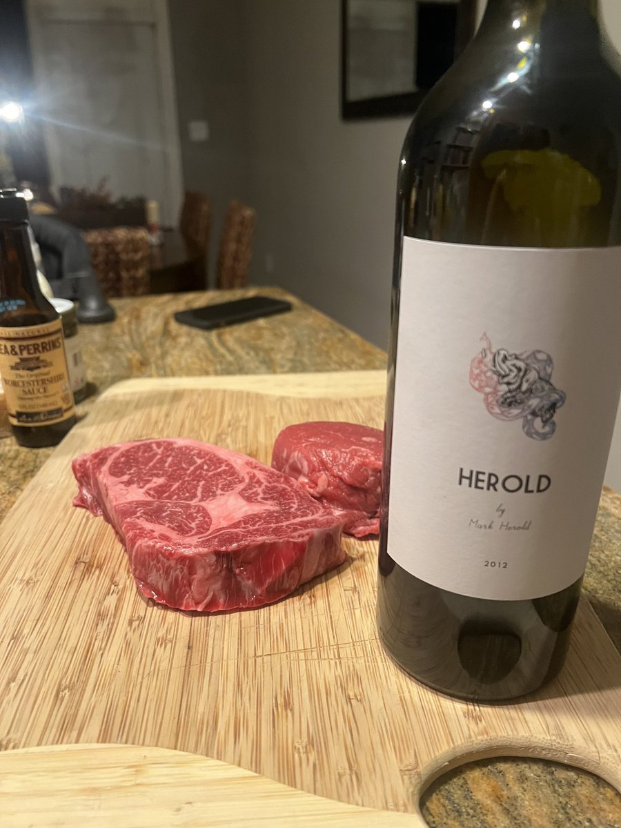 Mark Herold Cabernet with some ribeye &amp; filet. Fantastic wine/vintage. #wine