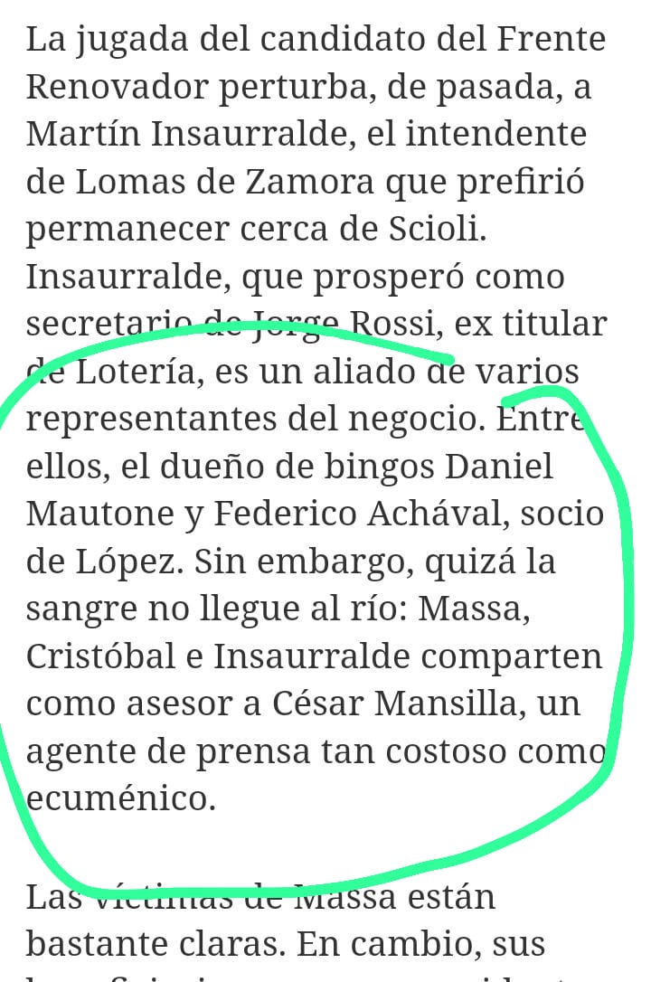 Massa, Cristobal, insaurralde, Achaval, Tito... todos con el mismo agente de prensa.